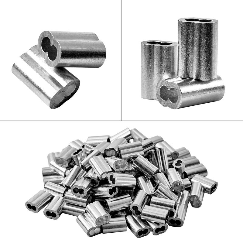 HSTECH 3/32"" (2.5mm) 100PCS Aluminum Crimping Loop Sleeve for Wire Rope, Cable Ferrule - Image 2